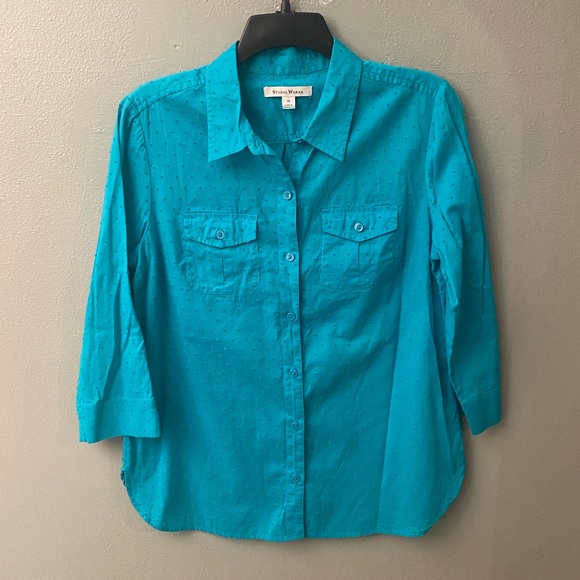 Embroidered Button Up Blouse - Picture 1 of 3